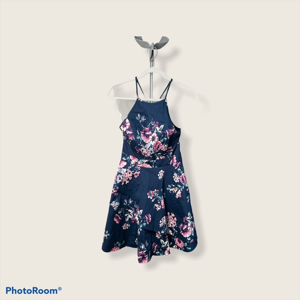 Speechless Navy Blue Dress w Floral Design Size 5